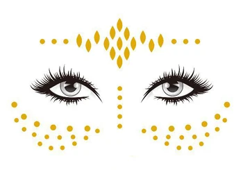 

Gold Face Temporary Tattoo Sticker Diamond Pattern Waterproof Freckles Makeup Eye Decal Body Art for Girl Kid 17