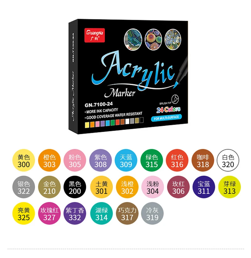 36 Colors Acrylic Paint Pens Acrylic Brush Marker Pens for Rock Painting, Stone, Ceramic, Glass, Wood, Canvas ,DIY Card Making.