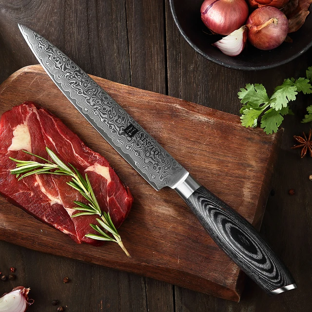 Xinzuo 8 "Cleaver Kés Kínai Damaszkusz Rozsdamentes Acél Konyhai Multi Főző Szerszámok Hús Sashimi Kések Pakka Fa Fogantyú - Image 5