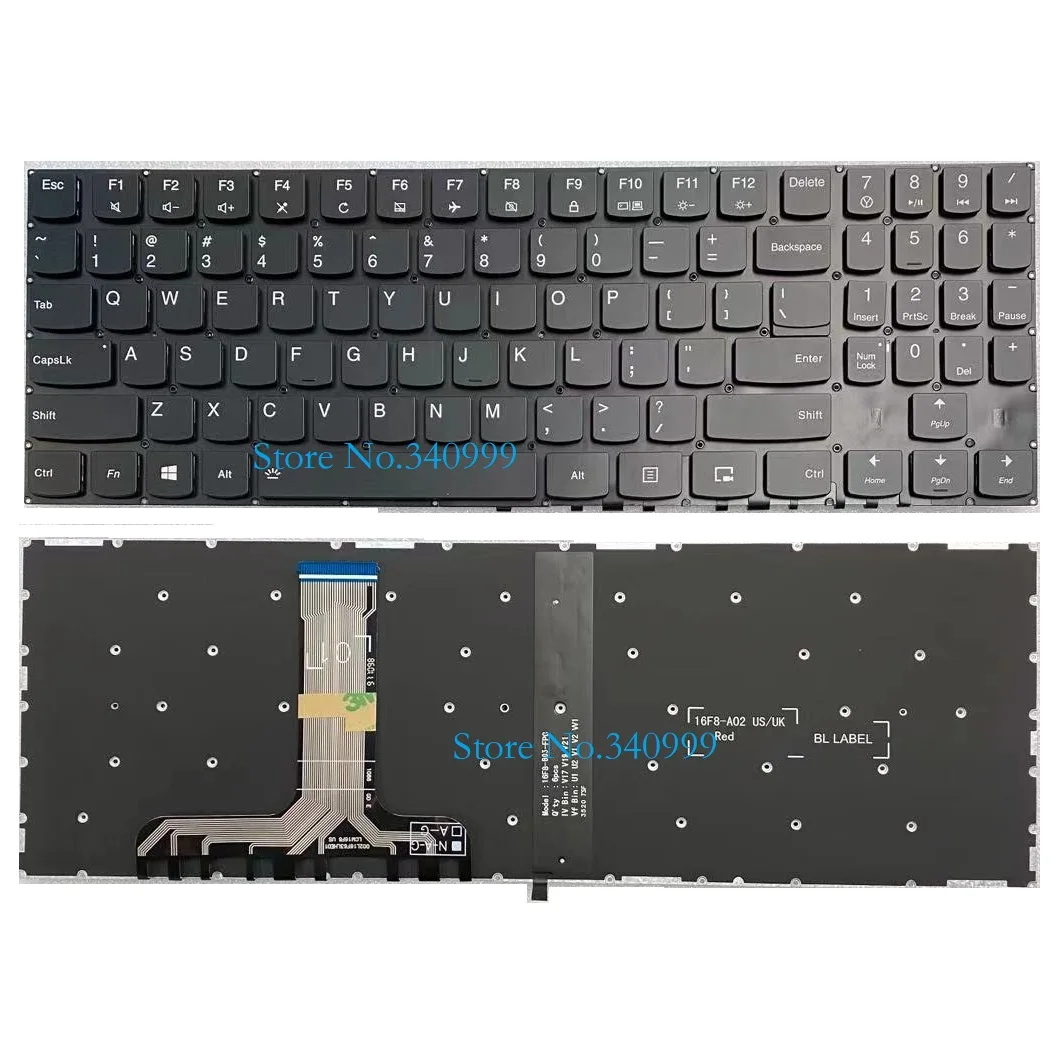 

NEW For Lenovo Legion Y530-15ICH Y7000P-1060 Keyboard White backlit US Black edge