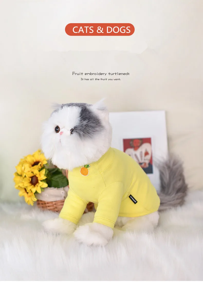 Dogs Cats Coat Pets Pullover Hooded Jacket Beautiful Fruit Embroidery Hoodie Pet Clothes Sweatshirts