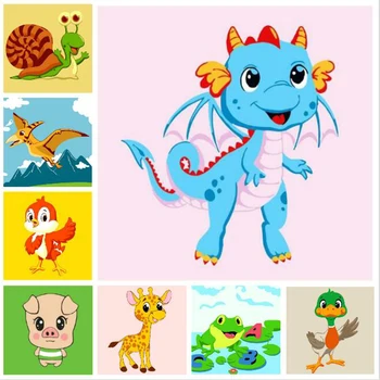 

Frame Cute Animals DIY Painting By Numbers Modern Wall Art Picture Kids Paint By Numbers Unique Gift For Home Decor Arts