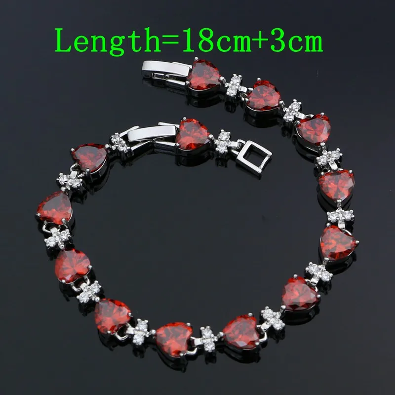 Красный кубический цирконий, 925 серебряные ювелирные наборы для женщин, свадебные аксессуары, серьги/Кольцо/браслет/ожерелье/кулон, наборы