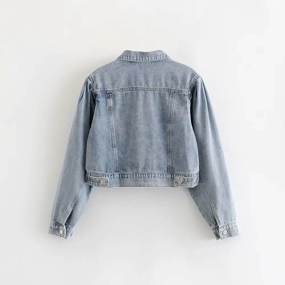 

Europe And America WOMEN'S Dress 2019 Spring And Autumn New Style Fold-down Collar Short Jeans Coat Women's Y79115