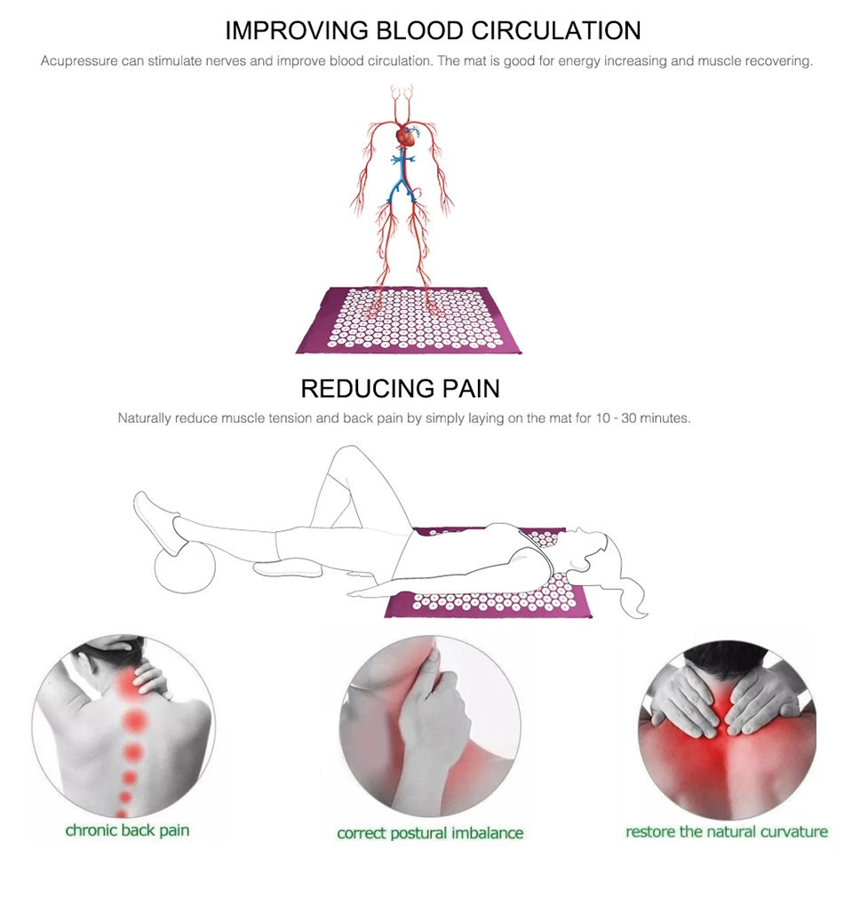 Коврик для иглоукалывания, массажер, подушка для снятия боли в спине, шип, коврик для иглоукалывания, коврик для йоги, массажный и релаксационный набор