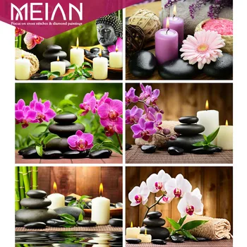 

Meian Flower Diamond Painting Orchid Stone Pattern Rhinestone Sets Diamond EmbroideryCross Stitch Wall Decor Needlework DIY art