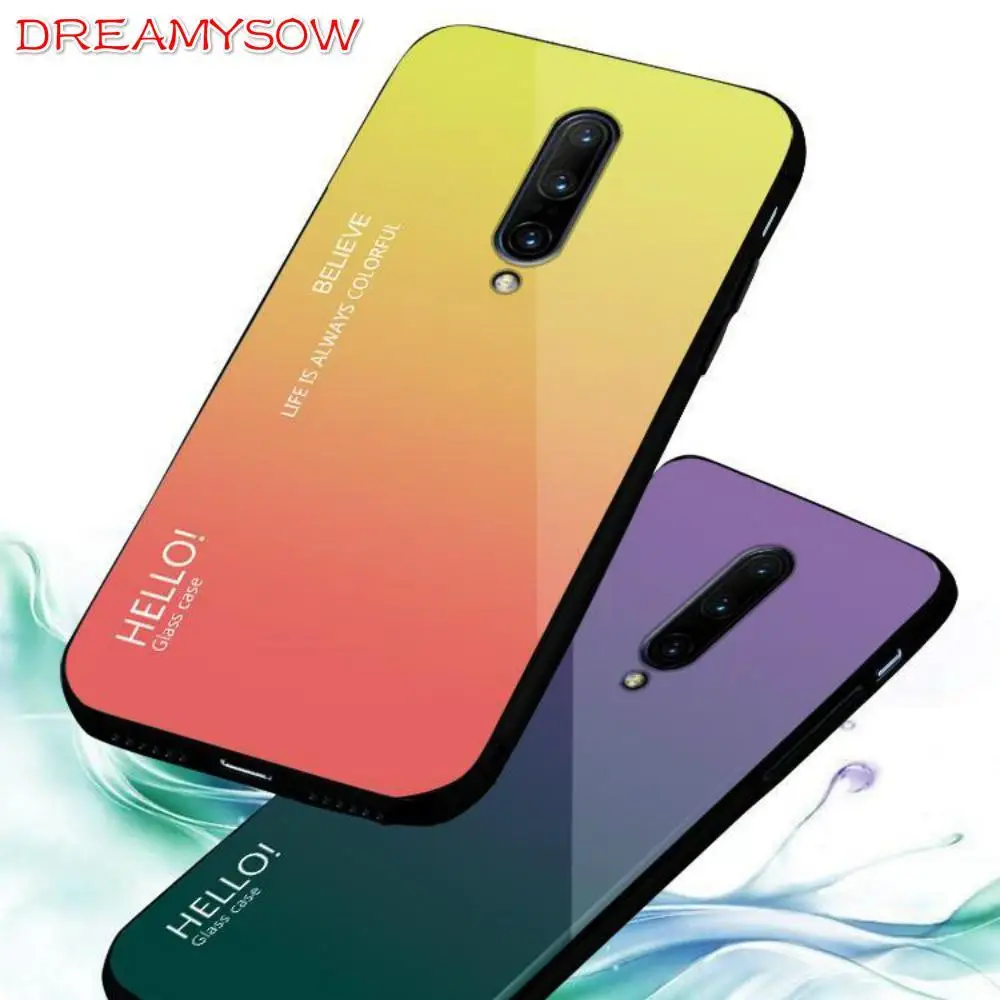 

Case For OnePlus 7 7Pro Fashion Hard Tempered Glass Luxury Gradient Protect Back Cover case For one plus 6t 6 5t 5 phone shell