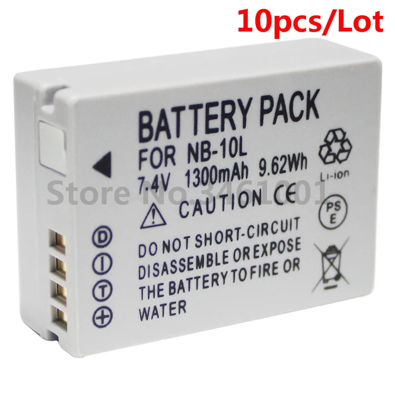 10 шт./лот NB-10L аккумулятор NB10L NB 10L батареи для Canon PowerShot G1X G15 SX40HS SX50HS SX60HS G16 SX40 SX60 SX50 HS |