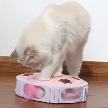 

Funny cat toys kitten kittens puzzle round turntable led lights funny cat intelligent electric toys