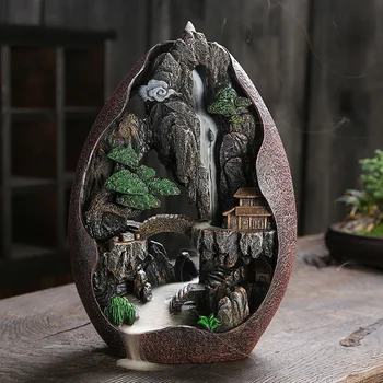 

Flowing Water and Mountain Backflow Incense Burner Big Size Incense Holder with Gift Box Room Decor Christmas Gifts Home Decore