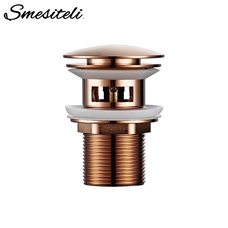 Smesiteli Bathroom Bath Pop Up Drain Stopper Rose Gold Polished Anti-Corrosion Durable With OverFlow Hole Basin Sewer Plug