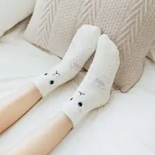 1 пара, плюшевые носки из кораллового флиса, женские носки без пятки, осенне-зимние милые толстые теплые носки для сна с рисунками животных