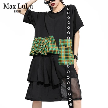 

Max LuLu 2020 Summer Fashion Vestidos Ladies Casual Plaid Dresses Womens Lace Patchwork Elegant Dress Female Punk Style Clothing