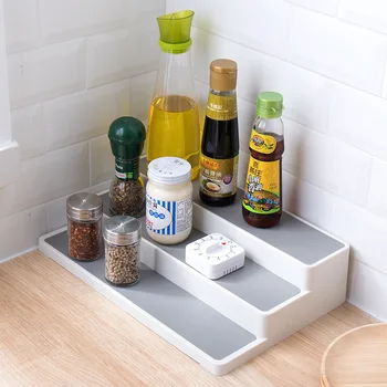 

Spice Rack Step Shelf Cabinet Organizer Three-Tier Ladder Seasoning Rack PP Storage Spice Shelf Kitchen Storage Rack Organizer