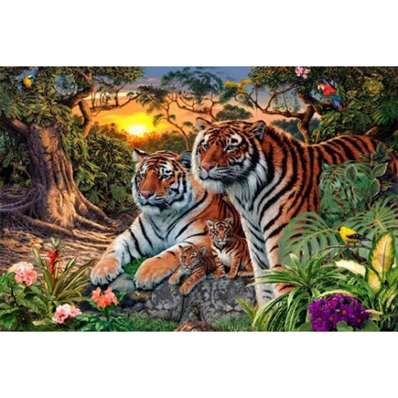 DIY 5D Diamond Painting Tiger Forest Household Decoration Embroidery Square Round Drill Christmas Wall Decor | Дом и сад