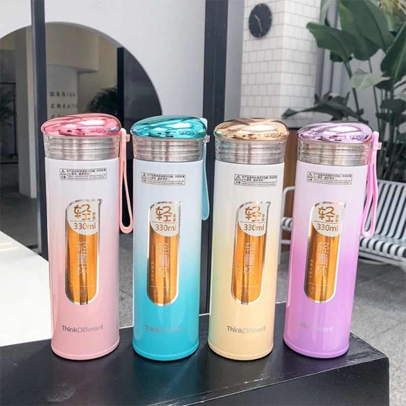 

New trend gradient color Thermos Bottle outdoor portable stainless steel Vacuum Flask cute small fresh student Thermo cup