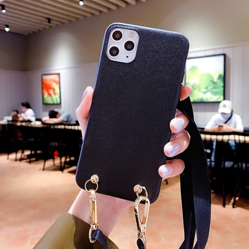 

High quality Ribbon lanyard metal Satchel Hard leather Phone Case For apple iPhone 7 8 Plus X XS XR MAX 11 Pro 12 MiNi 10 cover
