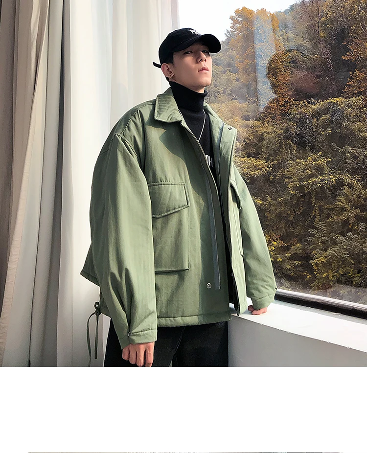 Winter Men's Waterproof Parkas Casual Loose Pocket Bread Cotton-padded Clothes Windbreaker In Warm Jackets Coat Overcoat