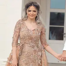 Довольно шампанского детское платье силуэта «русалка» вечерние платья с расширенным съемным подолом, скромные с рукавом «три четверти» платье для выпускного бала Vestidos De Festa