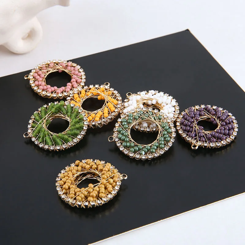 

Min order 12pcs/lot color beads core geometry rounds shape copper handmade charms diy jewelry earring accessory