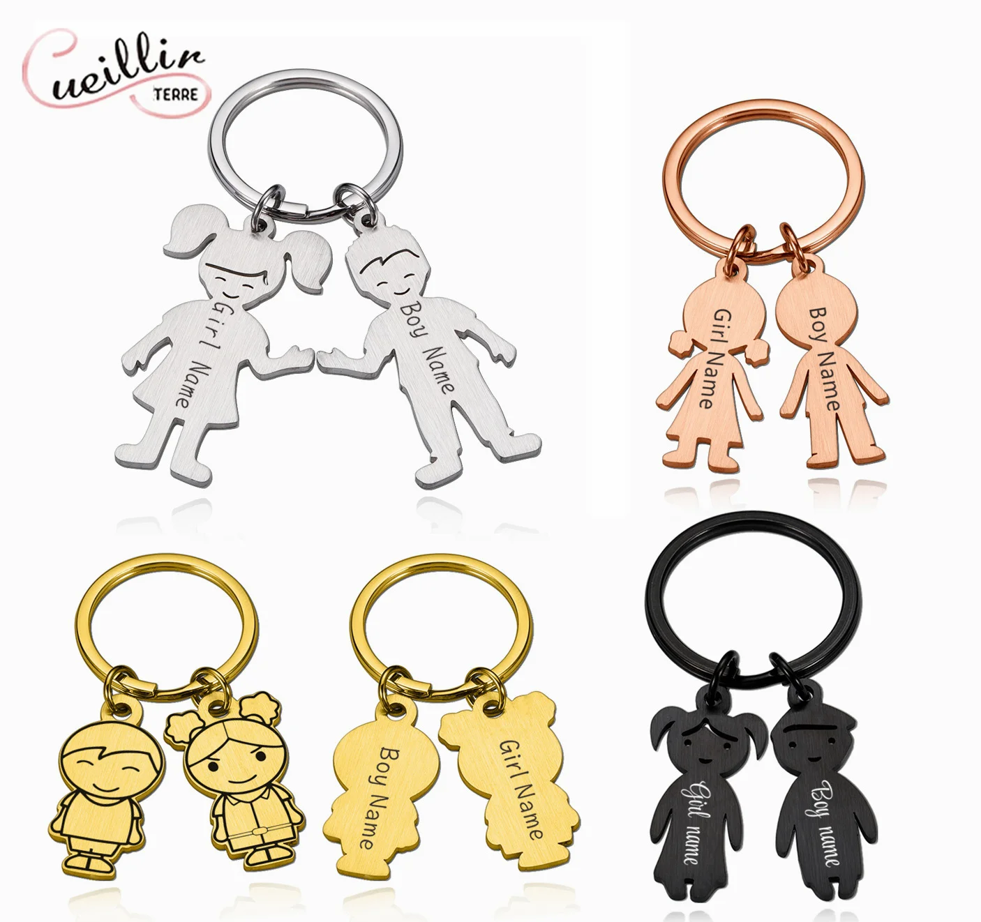 Personalized Custom Name Date Keychain Boy Girl Child Family Stainless Steel Key Ring Kid Pendant Gift For Man Women Jewelry |
