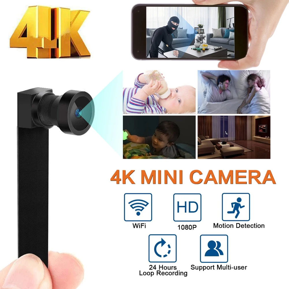 Full HD 4K 1080P Secret Mini WIFI Camera Wireless Security Cam Video Audio Recorder Motion Detection Camcorder hidden Card | Электроника