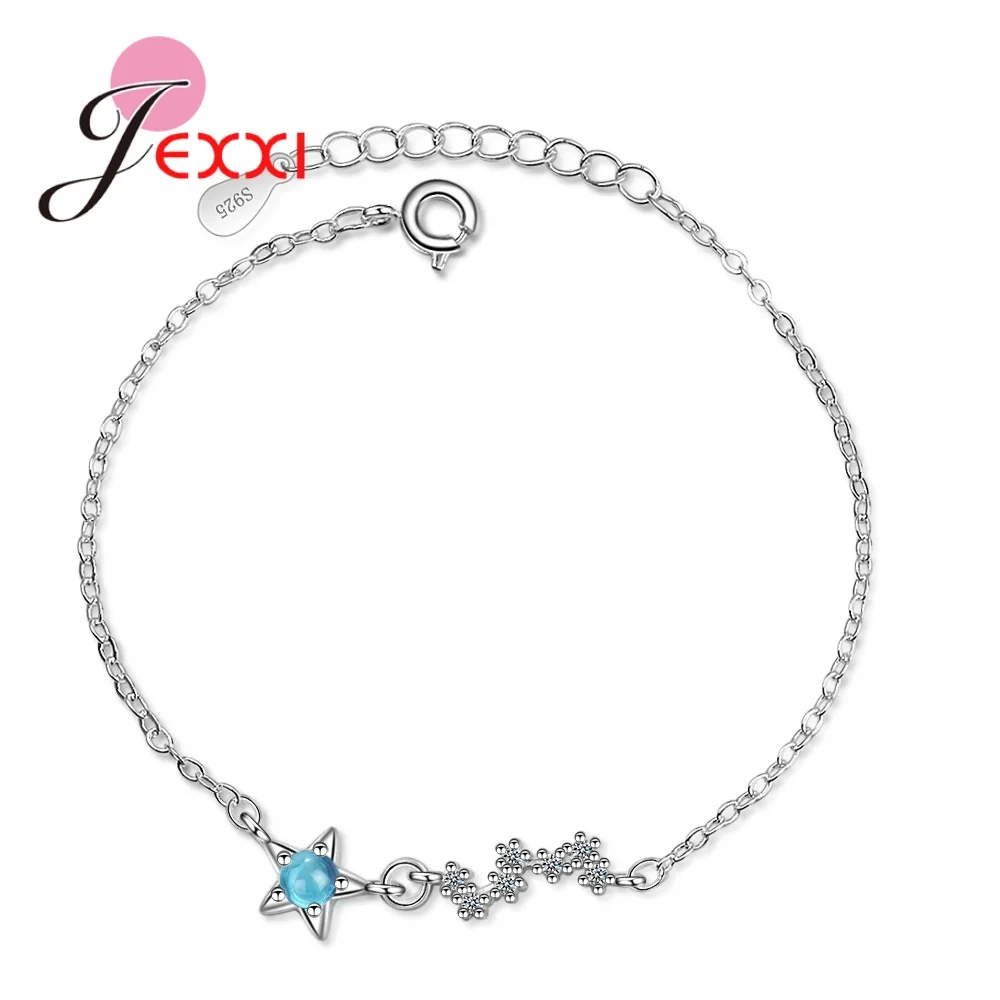 Новые синие хрустальные бусины браслеты и браслеты из серебра 925 пробы для женщин женские свадебные украшения «сделай сам» браслет