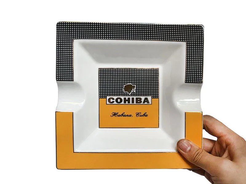 COHIBA квадратный портсигар Пепельница держатель 2 шт в 1 дизайн керамические бытовые табак гаджеты сигарета пепельница Настольный Декор