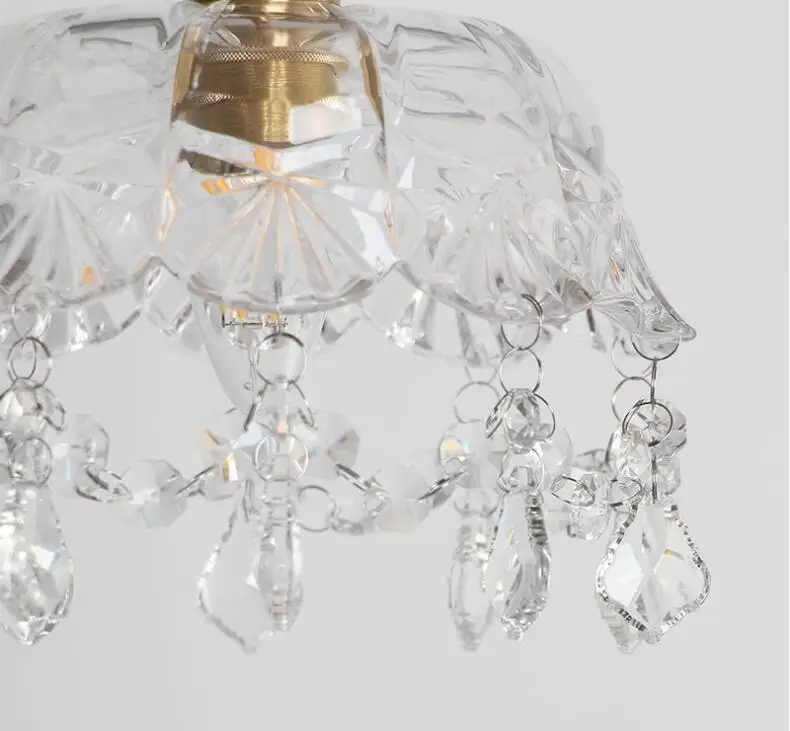 Роскошное модное прозрачное стекло, хрусталь медная подвеска для столовой комнаты и прихожей прикроватная стеклянная капля свет 1902