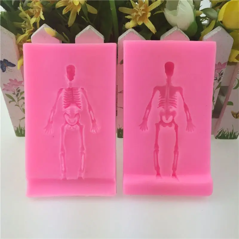 4 упаковки 3D Хэллоуин скелет с соответствующие саркофаг гроб силиконовые формы E65B
