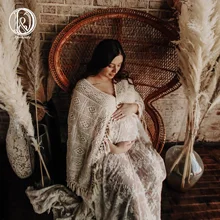 

Don&Judy Boho Maternity Photography Dresses V-neck Pregnancy Photo Shoot Long Dress Sides Slit Bohemian Maternity Dress