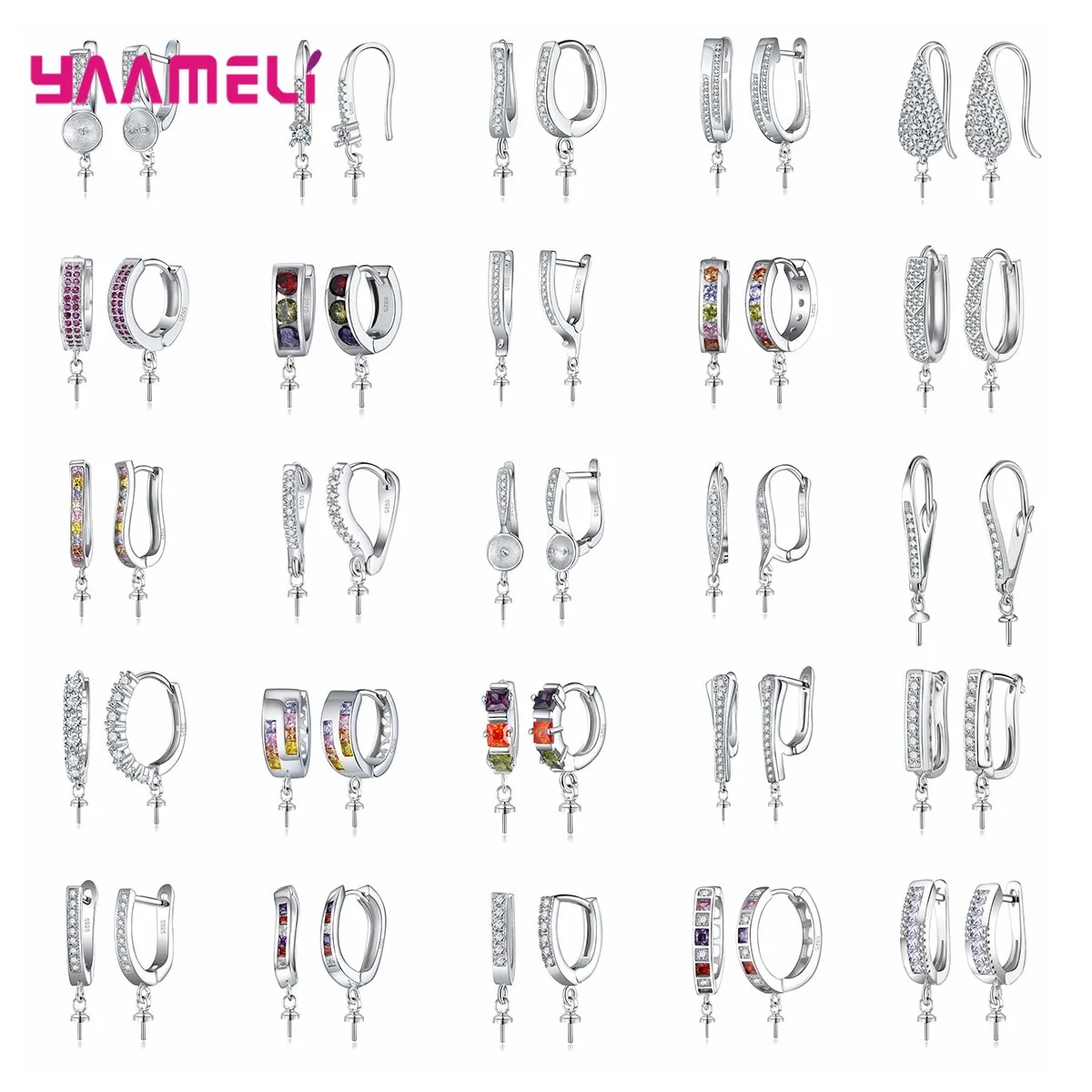 Серьги-гвоздики из серебра 925 пробы с фианитами | Украшения и аксессуары