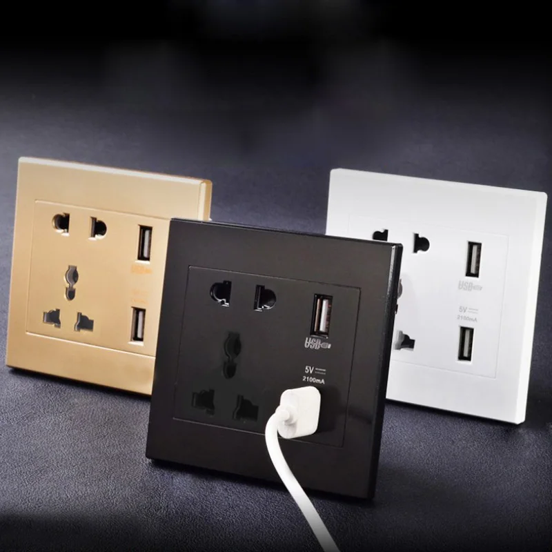 Двойной USB порт розетка настенное зарядное устройство адаптер зарядка 2A настенное зарядное устройство адаптер ЕС США розетка скрытый тип 86