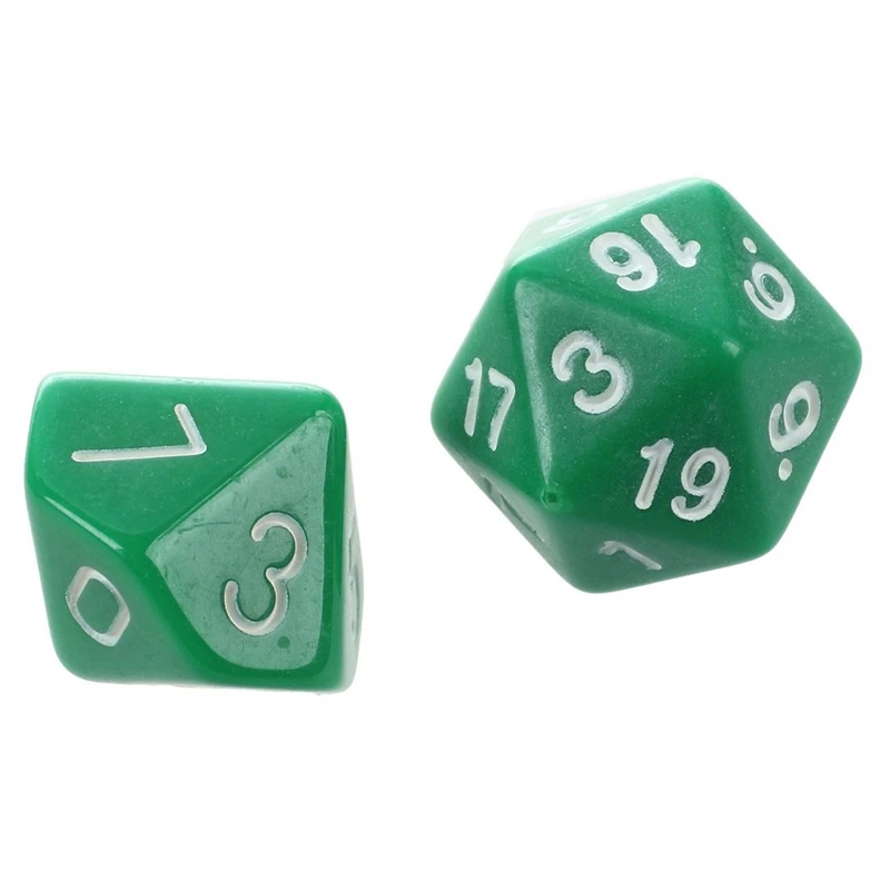 14 шт. игральные кости D4-D20 для игр Подземелья и Драконы RPG Подземелья и Драконы D& D-7 шт. зеленый и 7 шт. красный