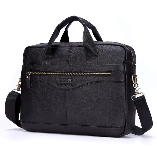 Men Genuine Leather Handbags Casual Leather Laptop Bags Male Business Travel Messenger Bags Men's Crossbody Shoulder Bag Black27