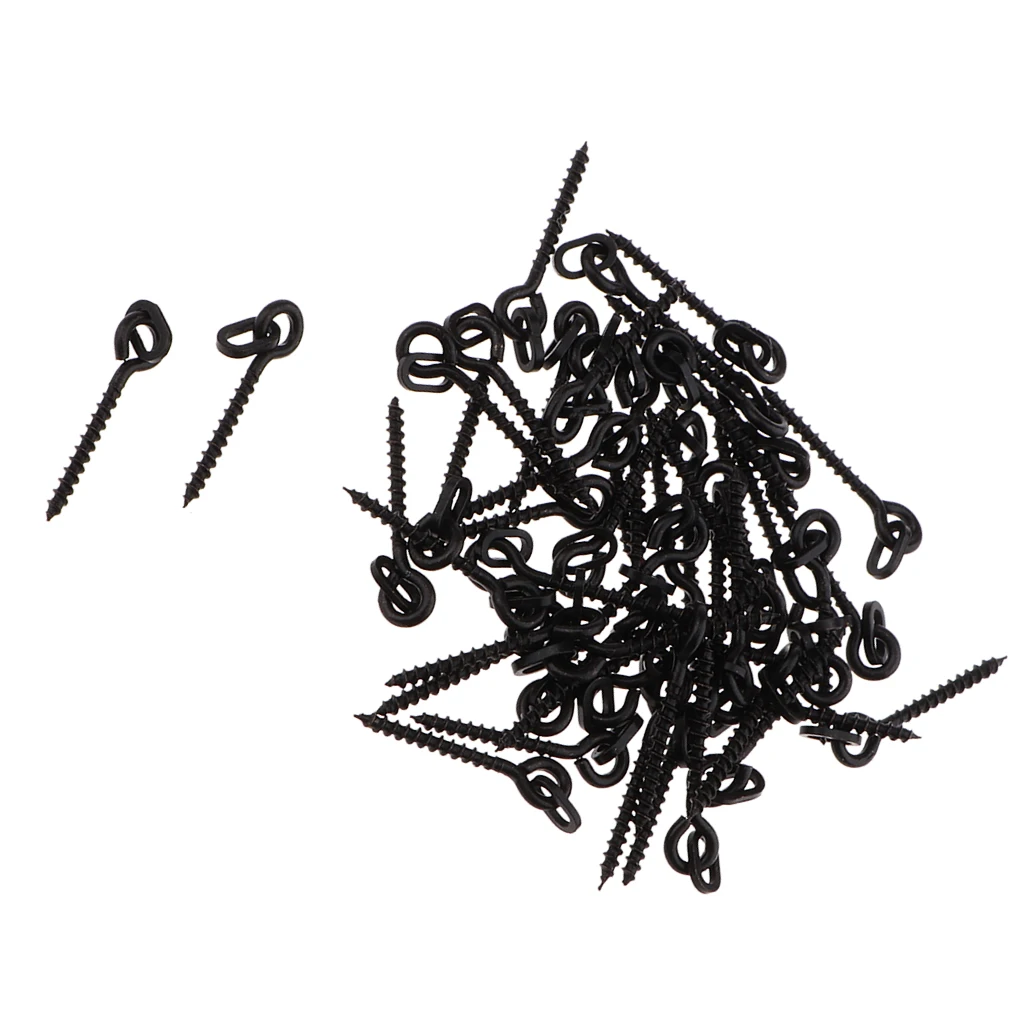 50 Pieces Steel Carp Fishing Boilies Screw with Elliptical Ring Bait Tool Rigs Carp Fishing Tackle Accessory