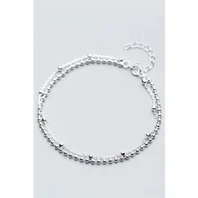 La MaxZa 925 стерлингового серебра минималистическая двухслойная цепочка бусы браслет для женщин девушки дружбы Регулируемый женский браслет