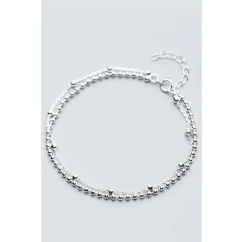 

La Monada 925 Sterling Silver Minimalist Double Layer Chain Beads Bracelet For Women Girls Friendship Adjustable Women Bracelet