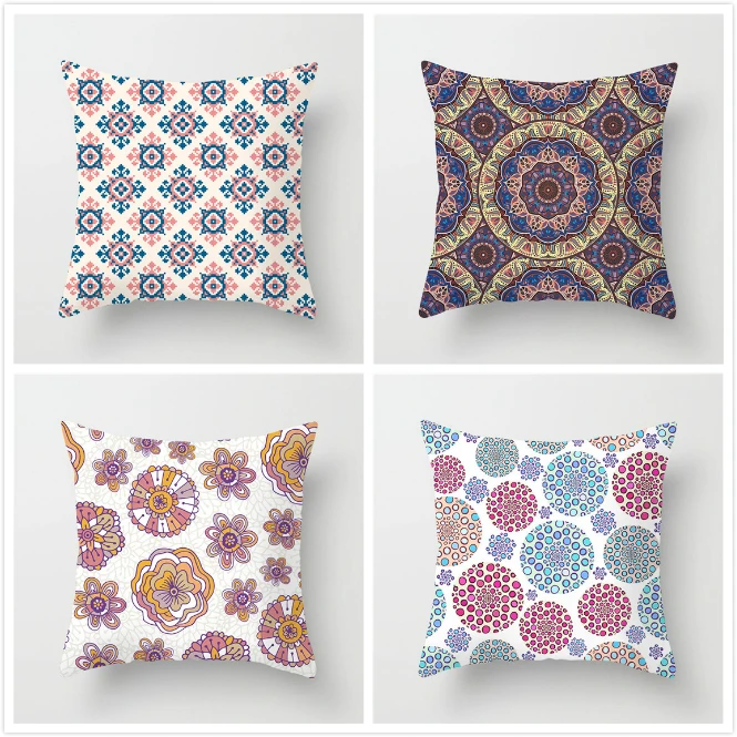 

TTLIFE Colorful Flower Linen Pillow Case Bohemian Style Geometrical Cushion Cover for Throw Wedding Decorative Pillowcase
