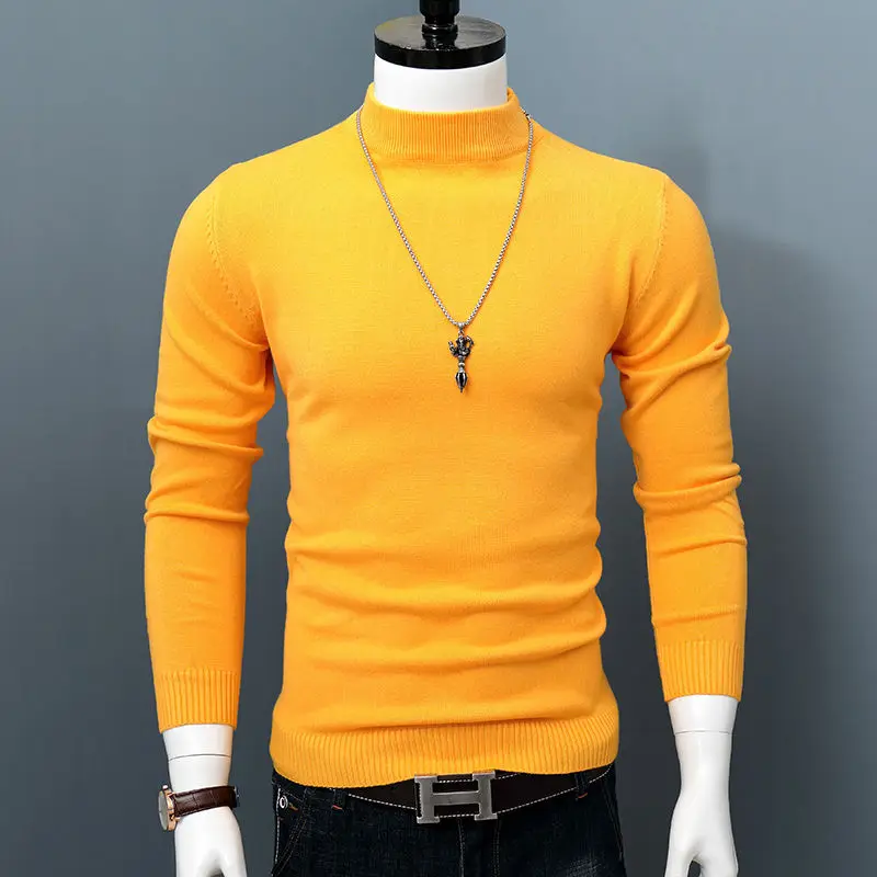 Jersey de cuello alto para hombre, Jersey de punto de Cachemira gruesa y cálida, Jersey coreano puro de otoño e invierno, N27, novedad de 2020