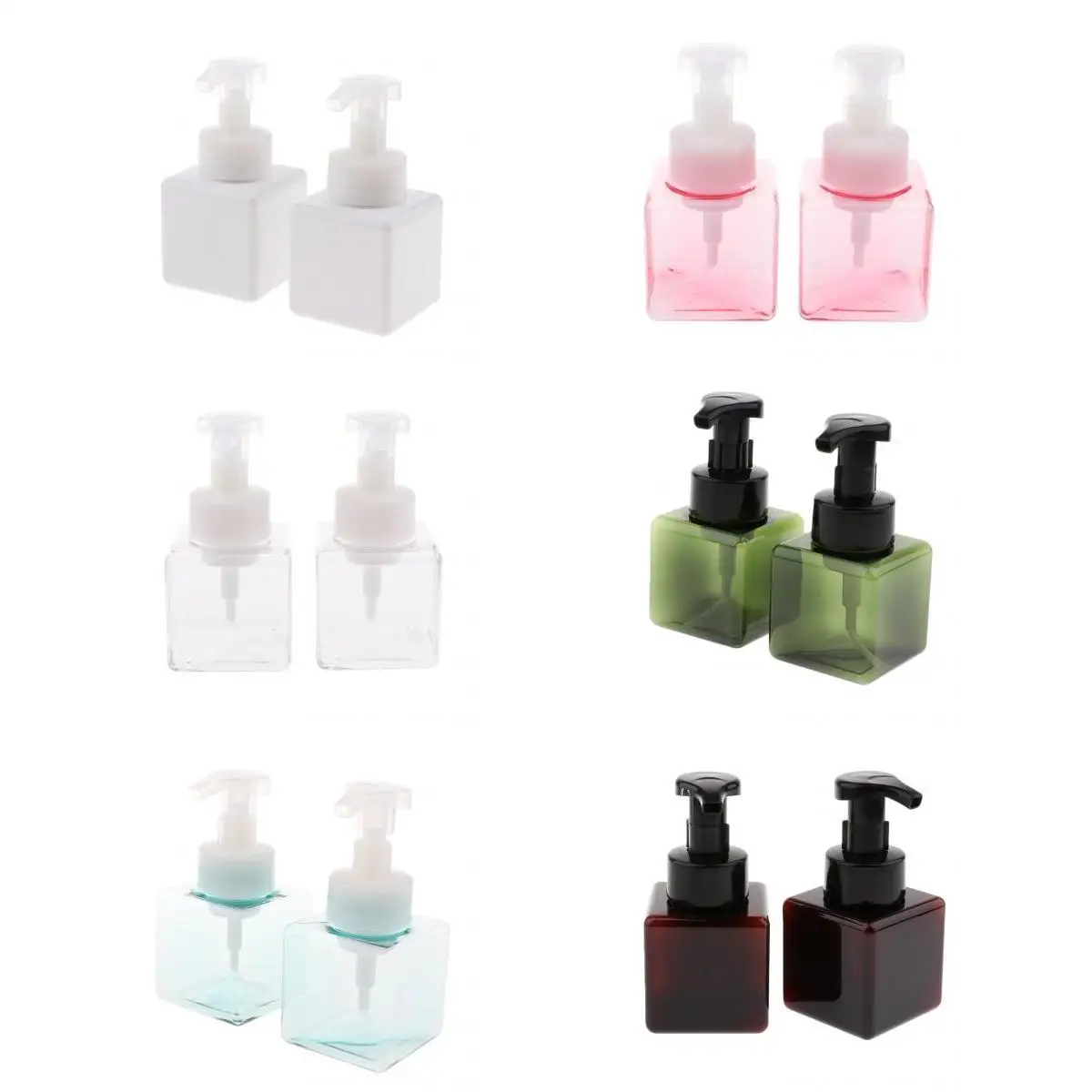 12 Pieces 250ML Square Plastic Foaming Soap Dispensers Mousse Foam Bottles, with Pumps