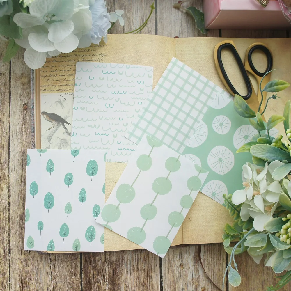 30pcs DIY Grassland Green Tree Leave 5 Style Mix Design Paper As Creative Craft Background Scrapbooking Use | Дом и сад