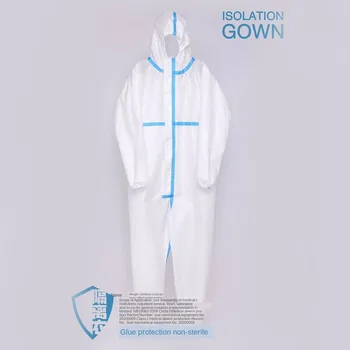 

Isolation Gown Hooded Protective Clothing 4Layers Biological Wear Antibacterial Anti-Virus Chemical Dust-proof Virus Protection