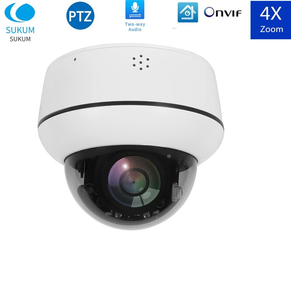 

8MP PTZ Dome Camera Outdoor 4X ZOOM Two-Way Audio Built-in Mic and Speaker Video Surveillance POE IP Camera Night Vision