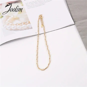 

JOOLIM Jewelry Wholesale Gold Color Twist Chain Necklace Gold Color Stainless Steel Necklace