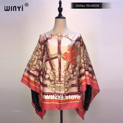 European Fashion Women's Summer Bohemian Printed Silk Kaftan Blouse with Batwing Sleeves - One Size (2)