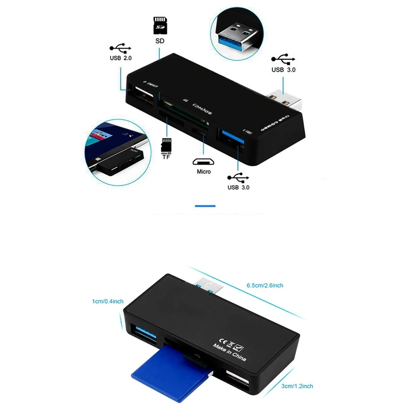 Usb-хаб USB3.0 адаптер 2 порта USB комбинированное устройство для чтения карт SD TF все в одном для Surface Pro 3/4