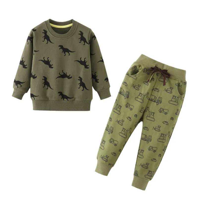 

Boys Clothing Sets Dinosaurs Printed Cotton Sweater Outfit Boys Children Set Dinosaur Sweatshirts Excavator Pant Kids Boy Suits