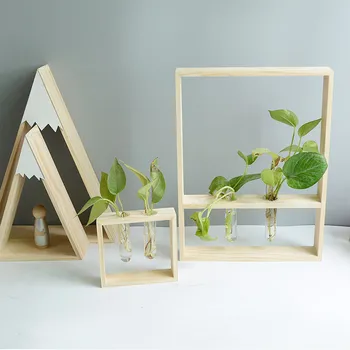 

Europe Wood Hydroponic Plant Container Ornaments Natural Vase Home Decoration Accessories Hydroponic Vase Plant Miniature Gifts