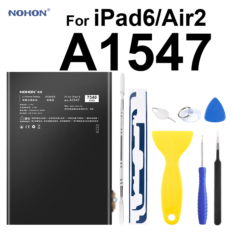 Nohon Battery For iPad 6 Air 2 A1547 7340mAh A1566 A1567 Li polymer